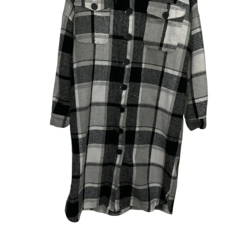 Cozy Long Plaid Fleece Shirt Jacket Women’s - Picture 5 of 5